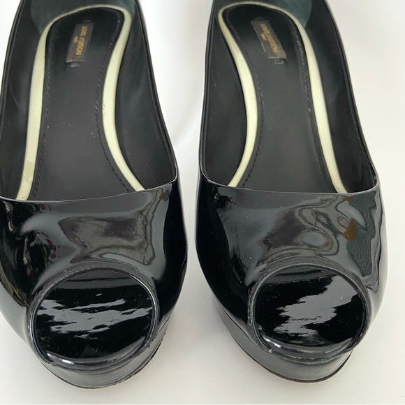 Louis Vuitton Black Patent Leather Peep Toe Platform High Heel Pumps Size 41 - Picture 4 of 16